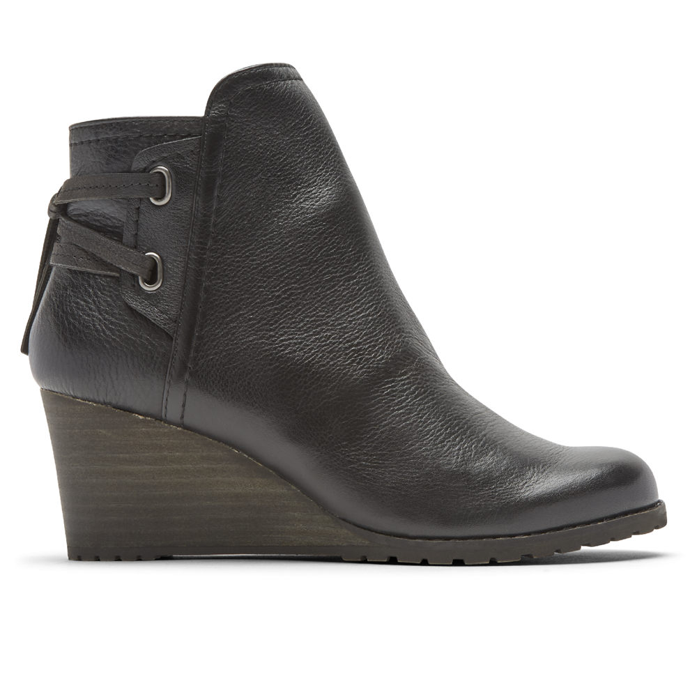 Botas Rockport Mujer Mexico - Cobb Hill Lucinda Back Tie Negros - OHMSB4539